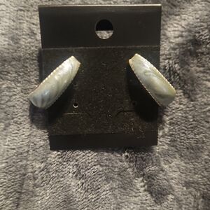 Vintage Irregular Light Blue/Gray Stone Stud Earrings